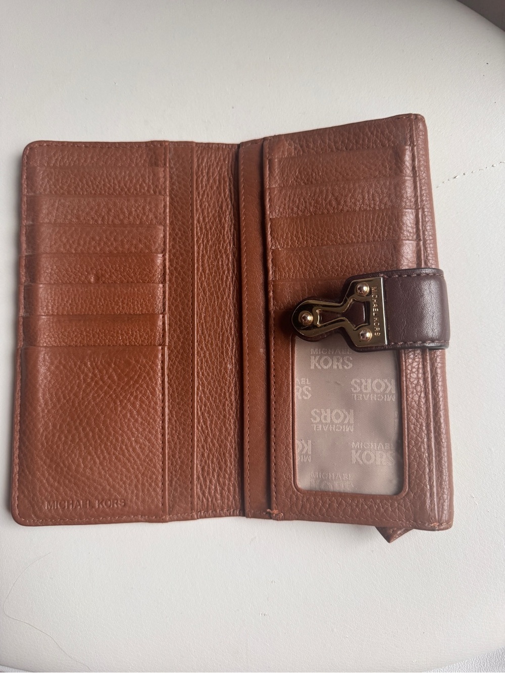 Michael Kors Two-Tone Brown Leather Snap Continental Wallet - Picture 4 of 7